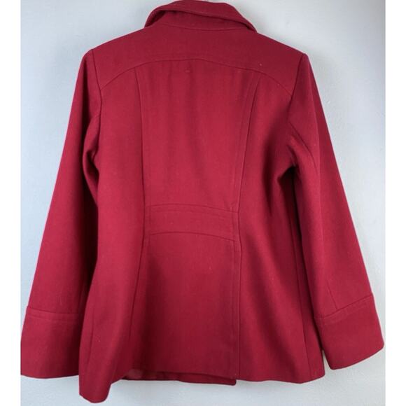 Vtg Anne Klein Sz S Red Dble Brstd Notch Collar Wool Pockets Lined Classic Coat - Picture 4 of 11